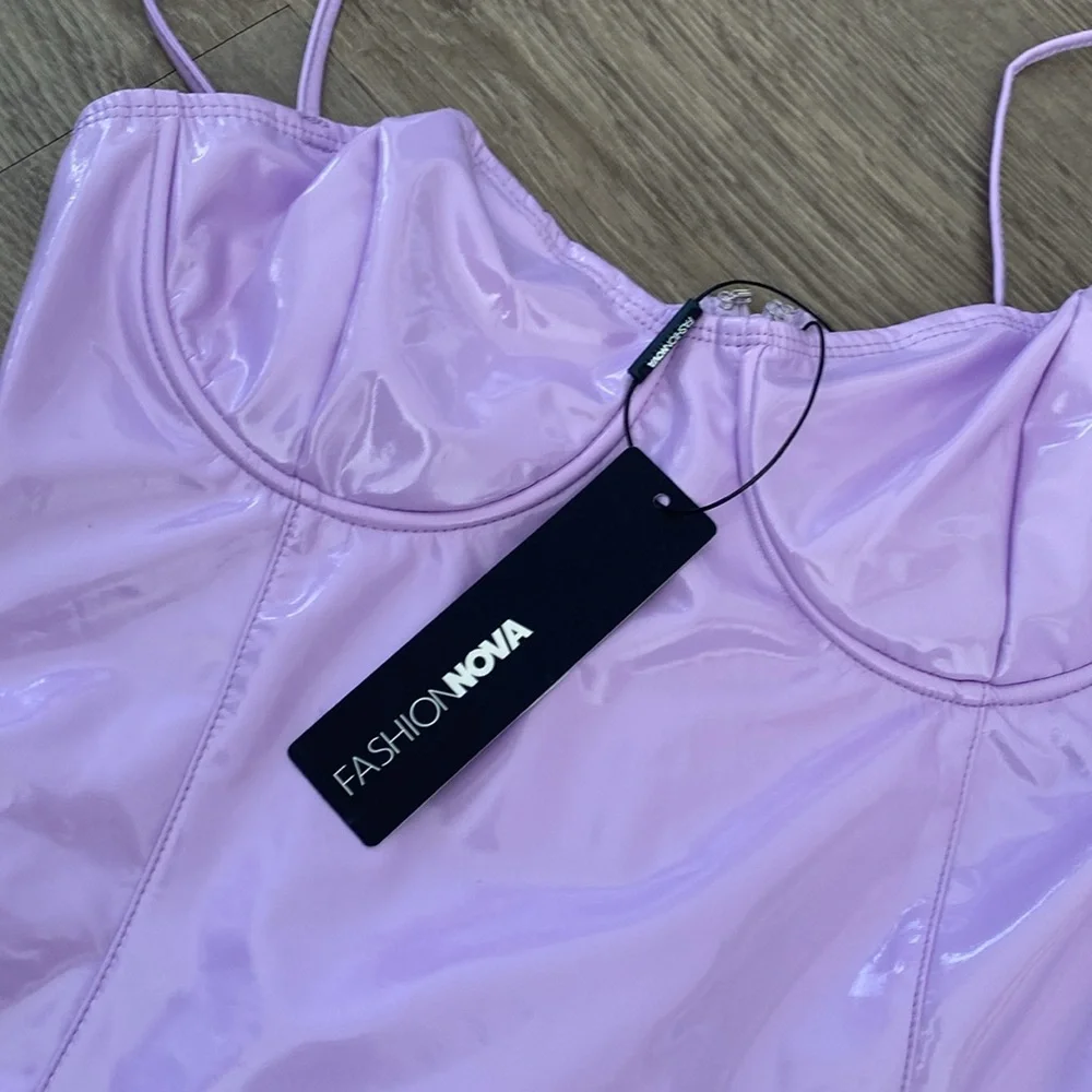 NWT Lilac Purple Latex Dress - Fashion Nova - Picture 2 of 7
